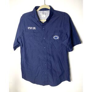 NWT Pro Edge Penn State Nittany Lions Vented UPF 50 Button Down Shirt Navy Sz M